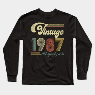 Retro Vintage 1987 37th Birthday Gift Men Women 37 Years Old Long Sleeve T-Shirt